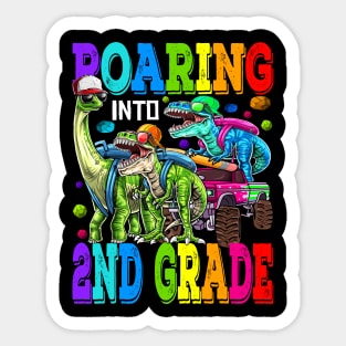 Roaring Into 2nd Grade Monster Truck Dinosaur T Rex Sticker